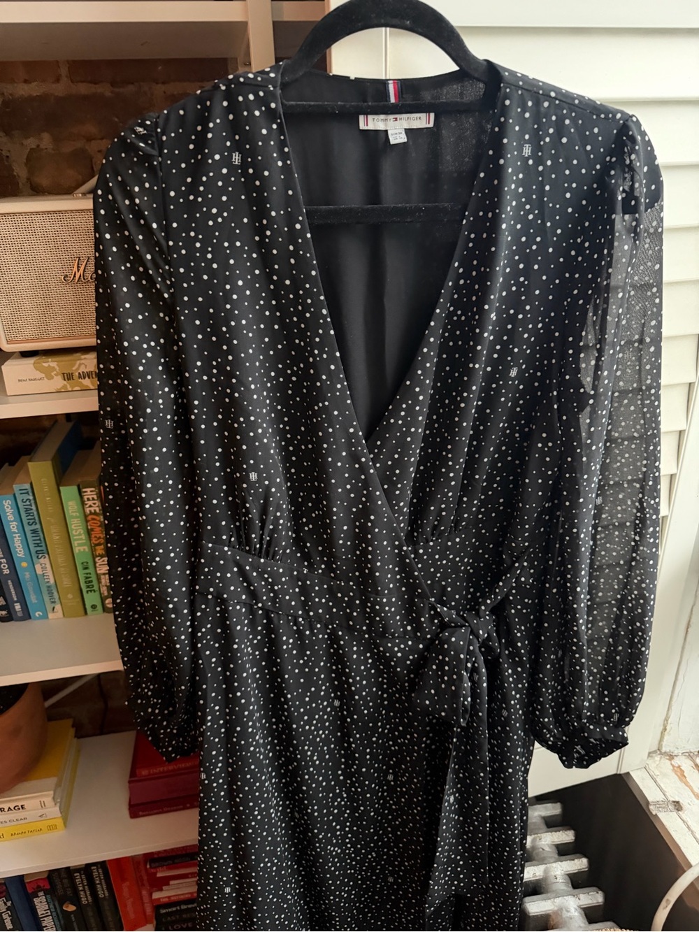Tommy Hilfiger Black Polka Dot Wrap Dress